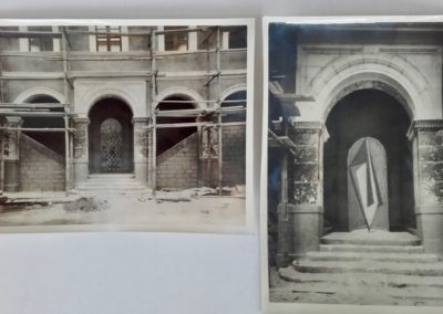 Atrium alcove during restoration works and photomontage