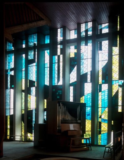 Stained-glass window, choir and baptistry, Church of Saint Yves