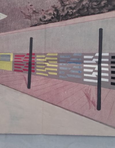 Tracing, inner courtyard mural, 1957, Fougères, Rillé