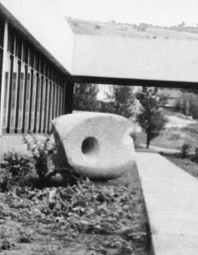 Sculpture in the round, granite, 1971, Lycée Technique Polyvalent, Decazeville, Aveyron