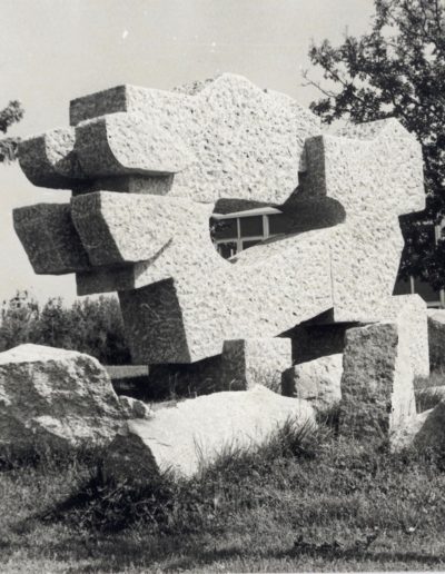 Sculpture, granite, 1979, Lycée Pierre Mendès France (formerly Lycée des Métiers du Bâtiment)