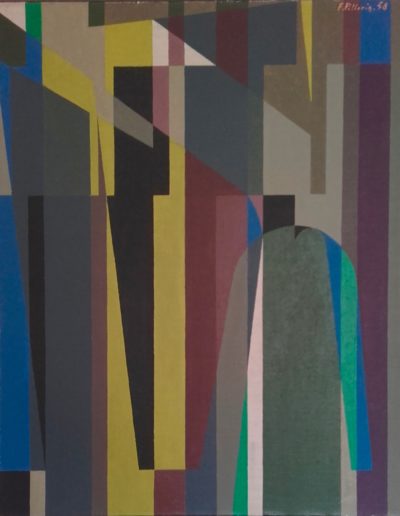 Abstrait géométrique - Huile sur toile - 1958